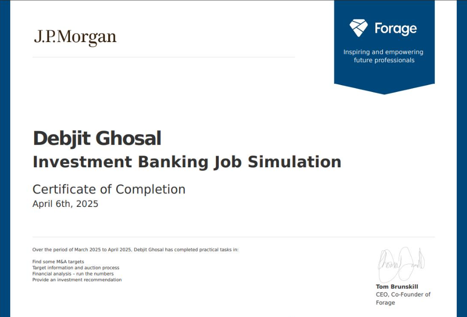 JPMorgan Investment Banking Simulation