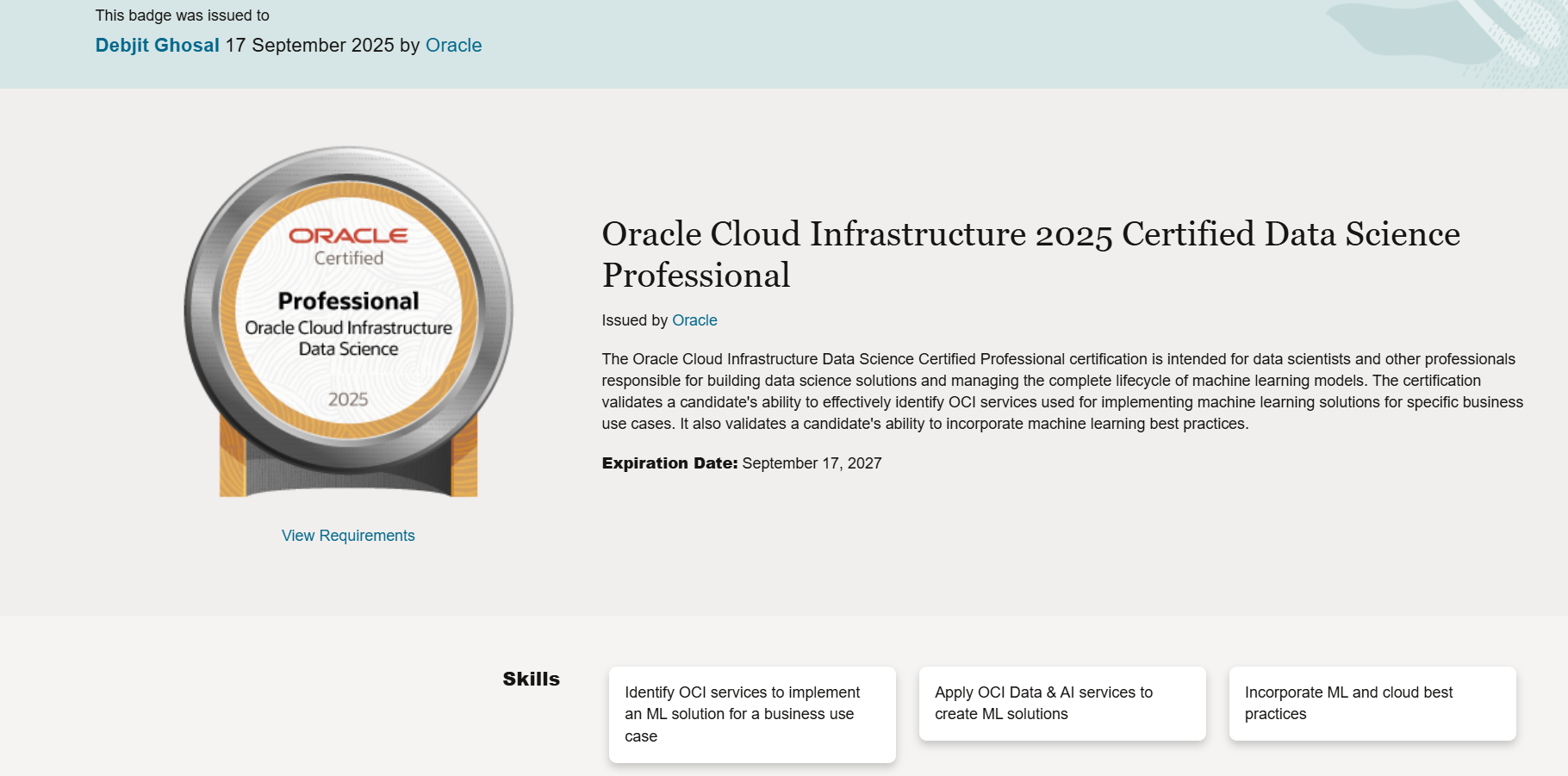Oracle Data Science Professional