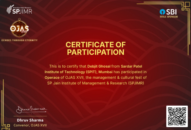 Operace SPJIMR Certificate