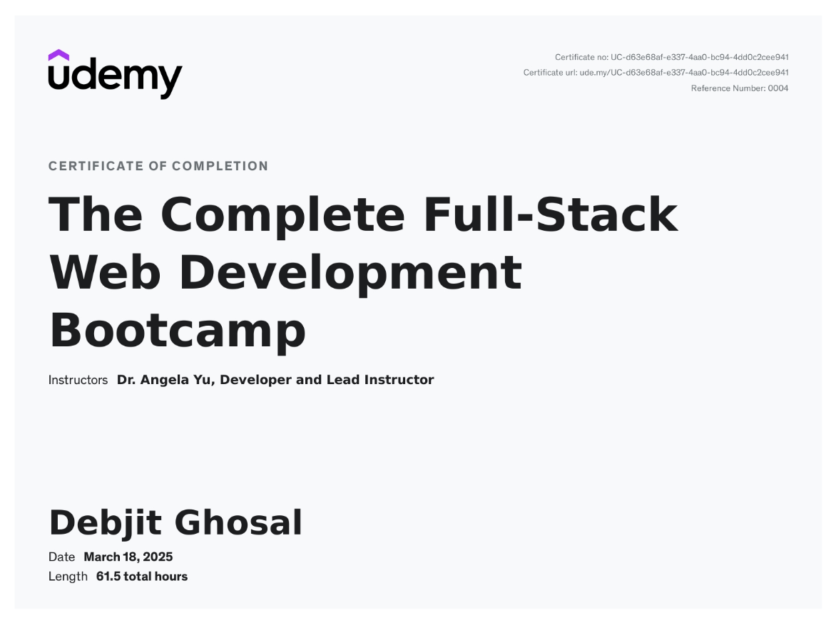 Udemy Full Stack Bootcamp