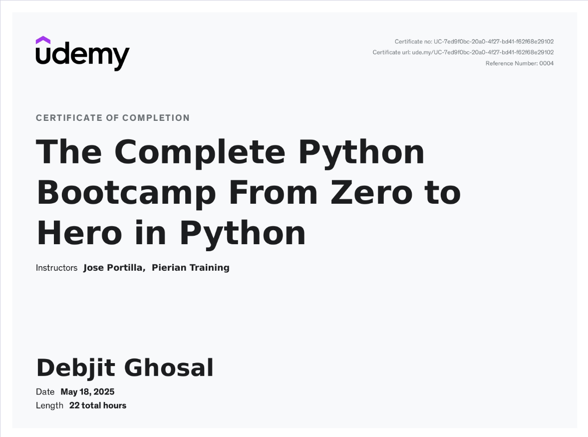 Udemy Python Bootcamp